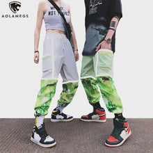 Load image into Gallery viewer, Aolamegs Sweatpants Patchwork Reflective Joggers Cargo Pants Men Cool Harajuku High Street Sport Pant Couple Fashion Streetwear