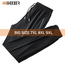 Load image into Gallery viewer, Black Pants Men 7XL 8XL 9XL Plus Size Ice Silk Casual Lightweight Quick Dry Trousers Sport Elasticity Fitness Breathable Pant
