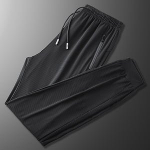 Black Pants Men 7XL 8XL 9XL Plus Size Ice Silk Casual Lightweight Quick Dry Trousers Sport Elasticity Fitness Breathable Pant