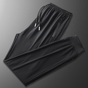 Black Pants Men 7XL 8XL 9XL Plus Size Ice Silk Casual Lightweight Quick Dry Trousers Sport Elasticity Fitness Breathable Pant